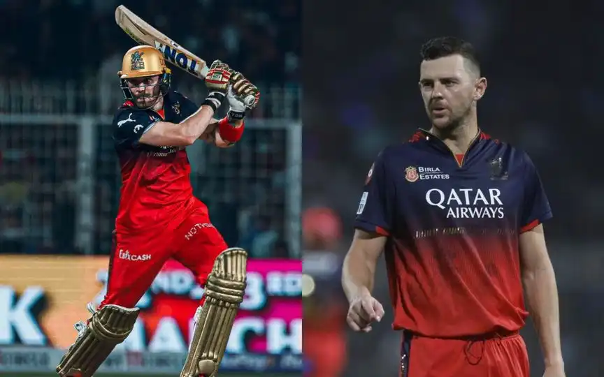 Phil Salt and Josh Hazlewood [Source: @KohlikaDost18, @Varungiri0/X]