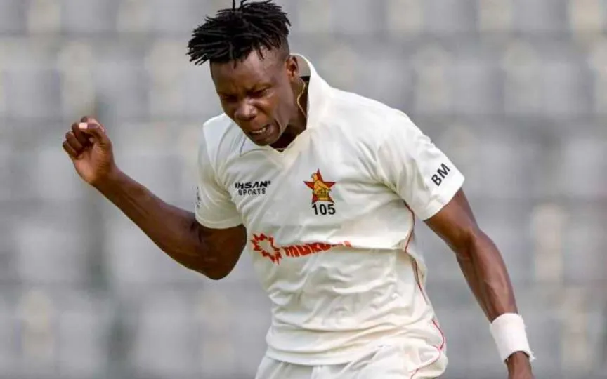 Blessing Muzarabani in action [Source: @barrington761/X]