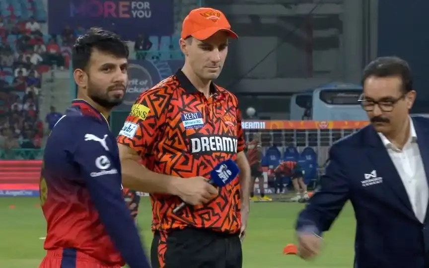 Jitesh Sharma and Pat Cummins at toss (Source:Screenshot/JioHotstar)
