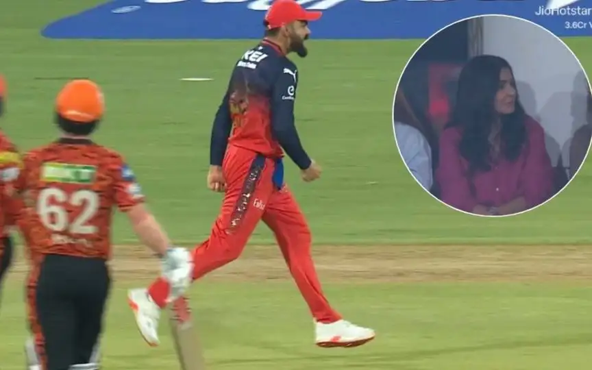 Virat Kohli and Anushka Sharma against SRH (Source:@OneCricketApp/X.com)
