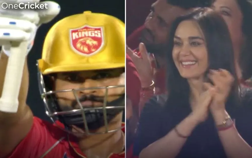 Shreyas Iyer and Preity Zinta [Source: @OneCricketApp/x]