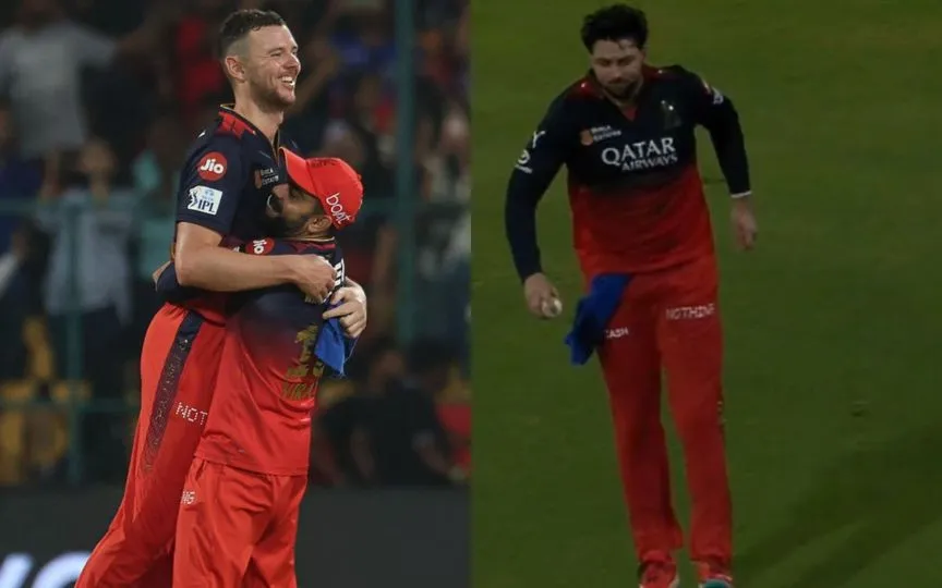 Josh Hazlewood and Tim David [Source: @AnujTweeting, @mufaddal_vohra/X]