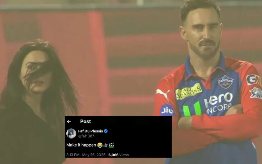 Faf du Plessis and Preity Zinta [Source: @faf1307/X.com]