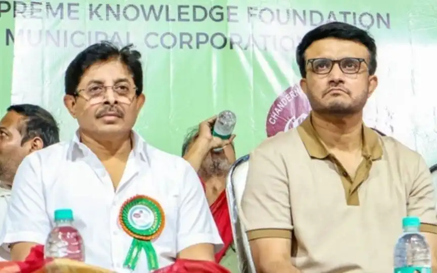 Sourav Ganguly with Snehasish Ganguly [Source: CAB Instagram]