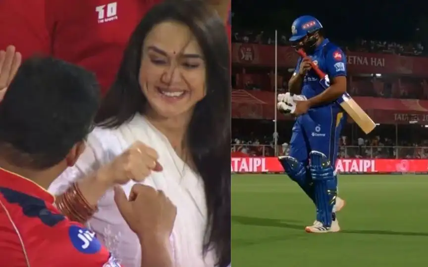 Preity Zinta after Rohit's wicket (Source:@OneCricketApp)