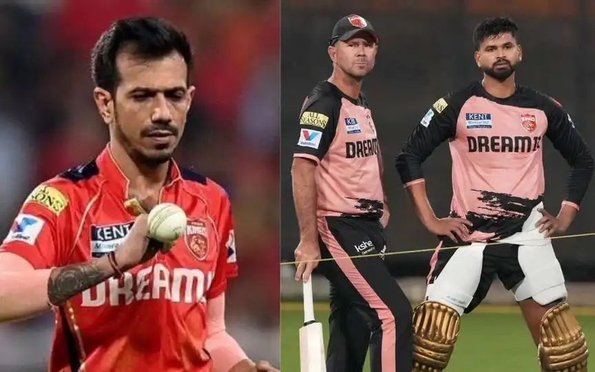 Yuzvendra Chahal, Ricky Ponting and Shreyas Iyer [Source: @disprin46, @Was_Guri/x.com]