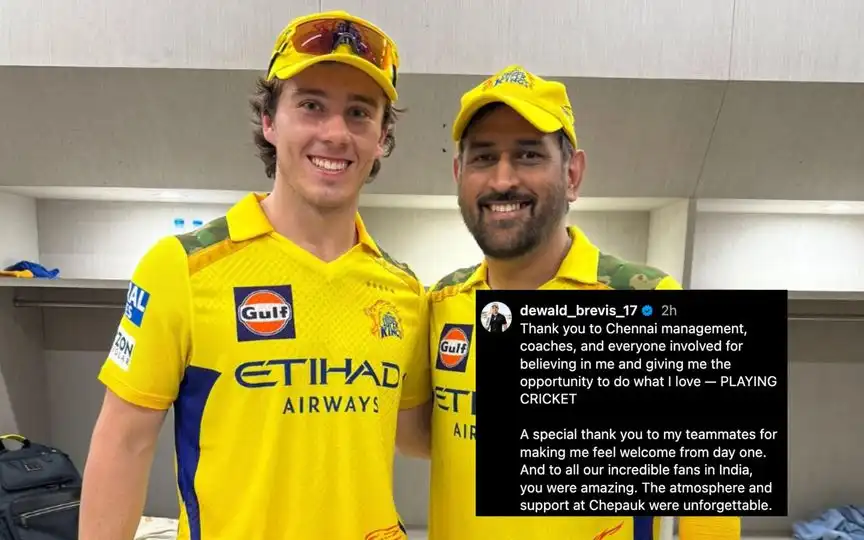 "Unforgettable Support, To Be Back Soon" Dewald Brevis Hints At IPL Return For CSK In 2026