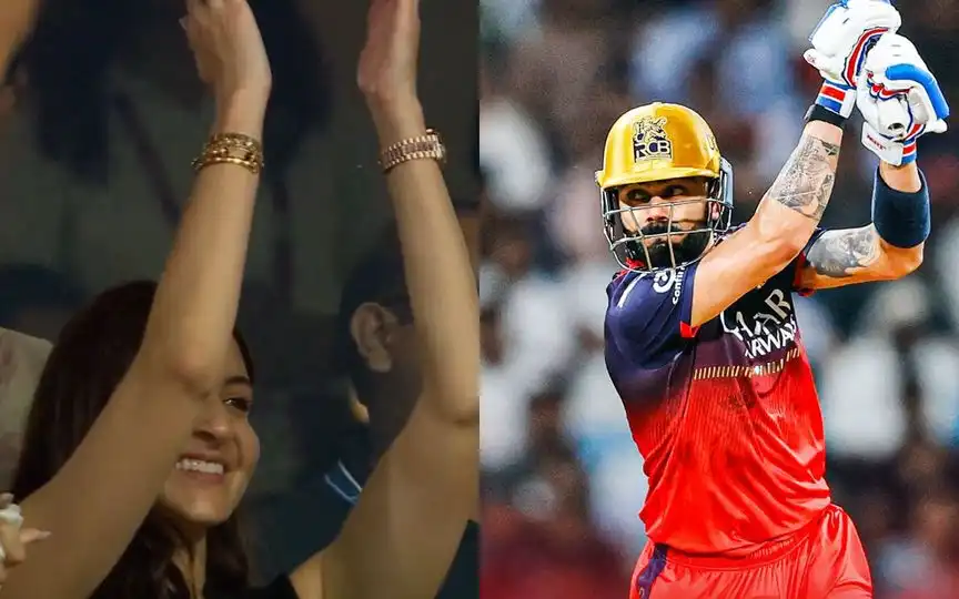 Virat Kohli's wife applauds his fifty [Source: @ImTanujSingh, @IPL/X.com]