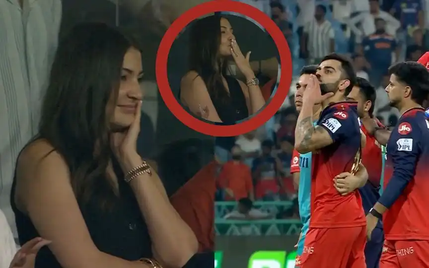 Love Is In The Air! Virat Kohli, Anushka Sharma Exchange Flying Kisses As RCB Thrash LSG