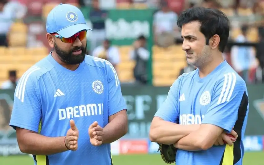 Rohit Sharma and Gautam Gambhir (Source:@SPORTYVISHAL,x.com)
