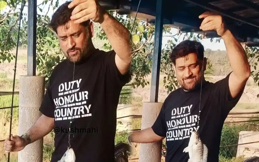 MS Dhoni spotted fishing [Source: @ChakriDhonii/X.com]