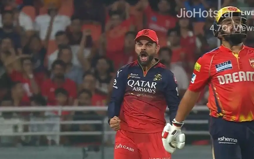 Kohli's celebration goes wild [Source: @AkshatOM10/x.com]
