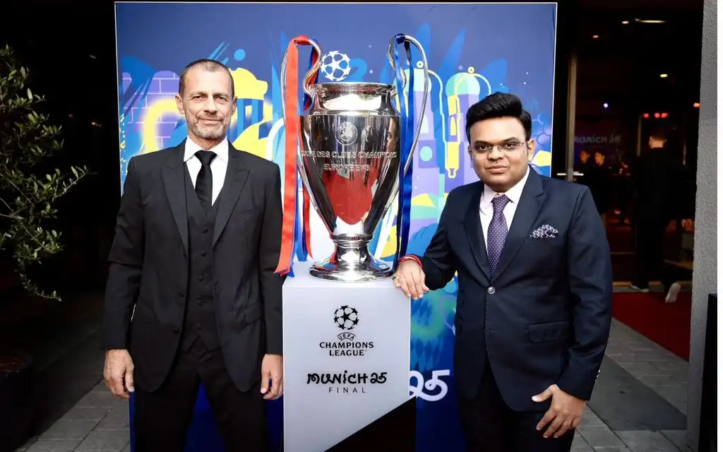 Jay Shah with UEFA President [Source: @CricCrazyJohns/x.com]