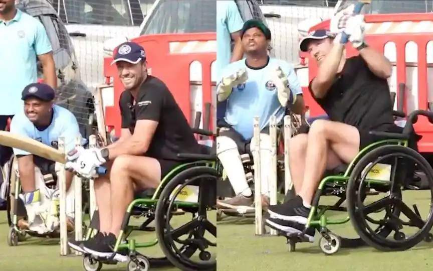 RCB Great AB De Villiers Steals Hearts In Mumbai As He Joins Wheelchair Team
