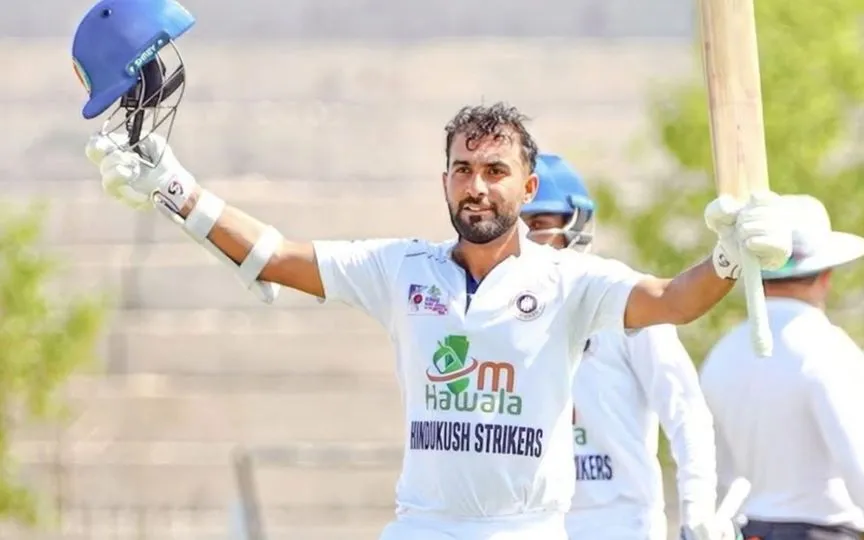 Hashmatullah Shahidi celebrating his century [Source: @NasafgNas/x]