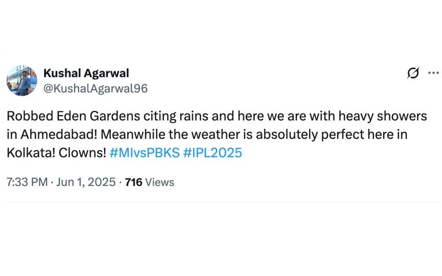 Fan tweet [Source: @KushalAgarwal96/X.com]