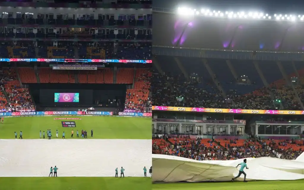 Narendra Modi Stadium during rain [Source: AP Photos]