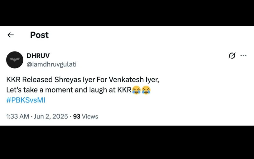 Fan tweet [Source: @iamdhruvgulati/X.com]