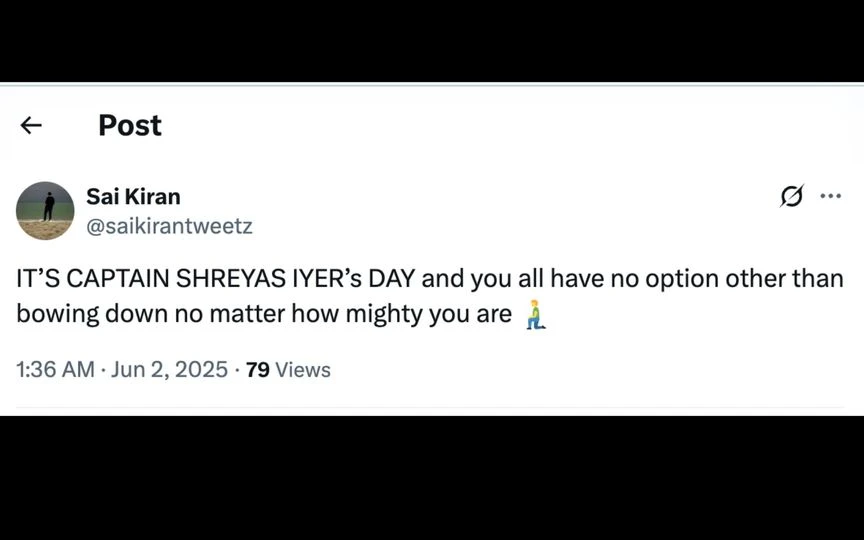 Fan tweet [Source: @saikirantweetz/X.com]