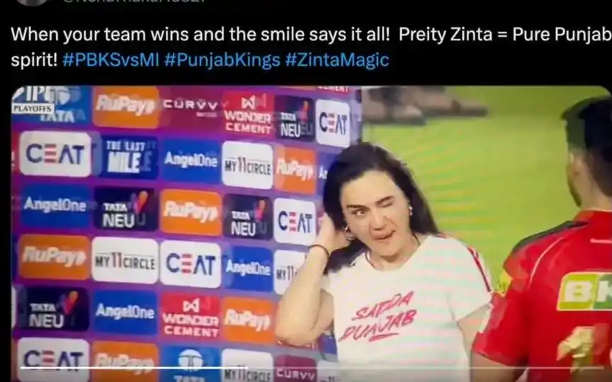 Preity Zinta winking [Source: OneCricket]