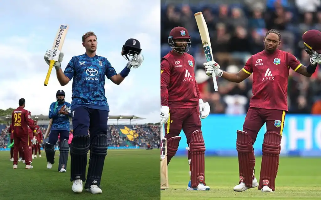 Joe Root and Keacy Carty (Source: @englandcricket/X.com)