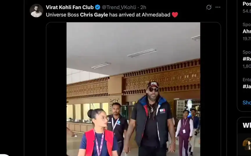 Chris Gayle Arrives - (Source :@Johns/X.com)