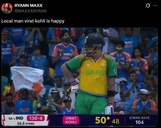 Fan Tweet on Virat Kohli (Source: @MAXXXRYANN/X.com)