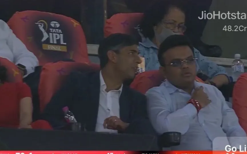 Rishi Sunak Enjoying The match With Jay Shah (Source: @MidnightMusinng/x.com)