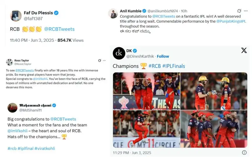 Cricket fraternity's posts [Source: Screengrab]