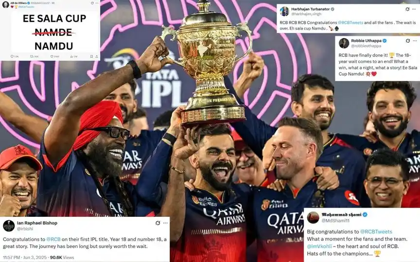 "No 18 Lifts Trophy In 18th Edition": Cricket World Reacts To RCB's Historic IPL Win