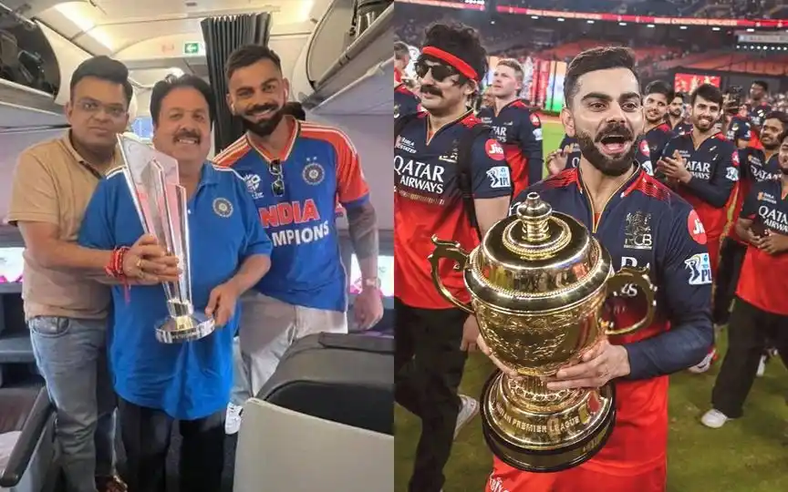 Rajiv Shukla with Virat Kohli. [Source - DoctorLFC/Hardcricketpix/x.com]