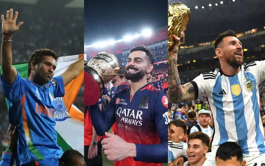 Sachin Tendulkar, Virat Kohli, Lionel Messi [Source: @mufaddal_vohra, @DDNewslive/x.com, AP Photos]