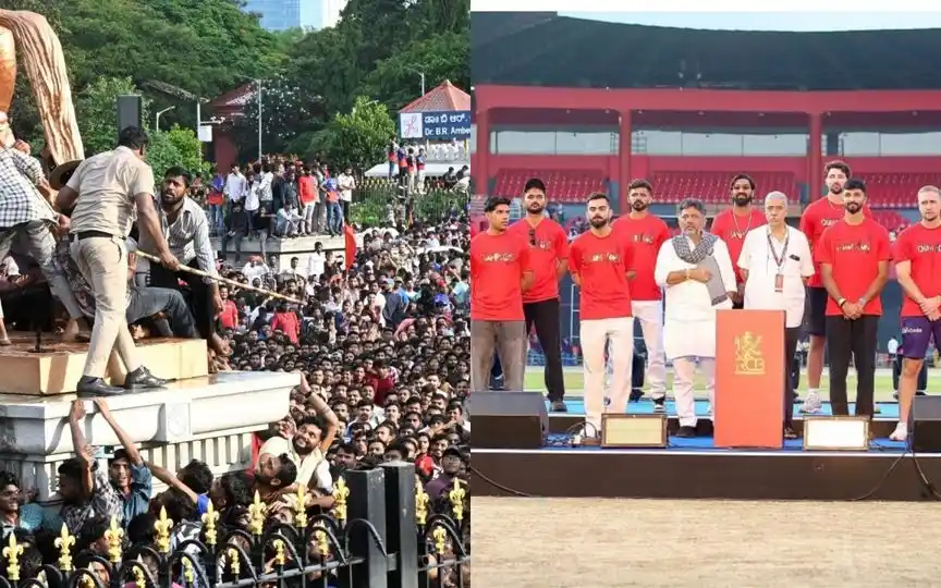 Police reacts to stampede [Source: @BJP4Karnataka, @incredible_bharat_now