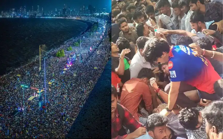 T20 WC 2024 parade in Mumbai & RCB IPl 2025 parade in Bengaluru [Source: @pchavhanke, @ventingout247/x.com]