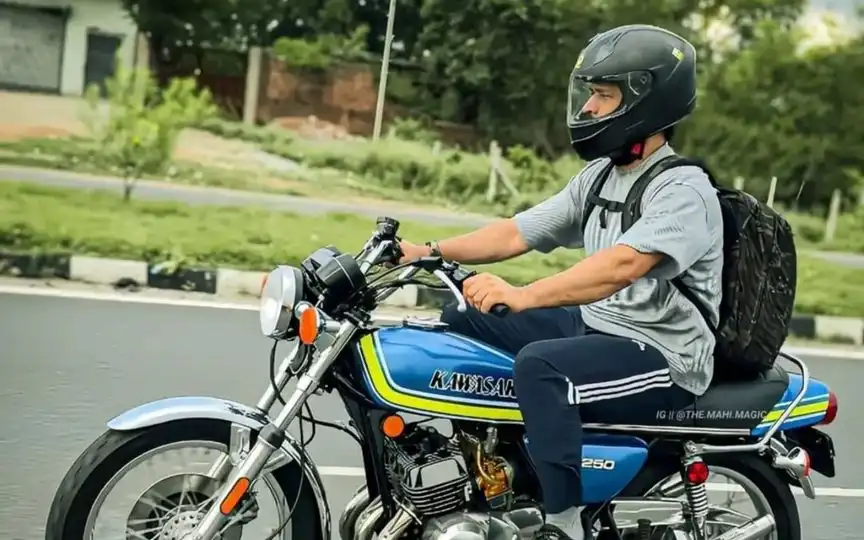 MS Dhoni Rides Again As His Vintage Kawasaki Roars Through Ranchi