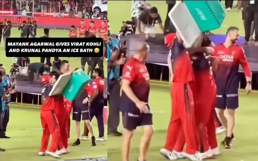 Mayank Agarwal Drenches Virat Kohli and Krunal Pandya With Ice After RCB’s IPL 2025 Win
