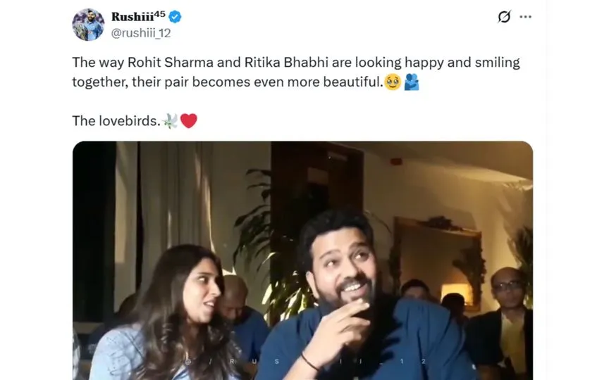 Rohit sharma blushes [Source: @rushiii_12/X]