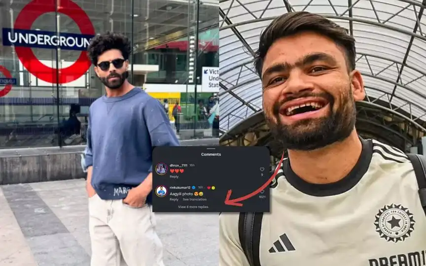 Rinku Singh comments under Ravindra Jadeja's post [Source: OneCricket]
