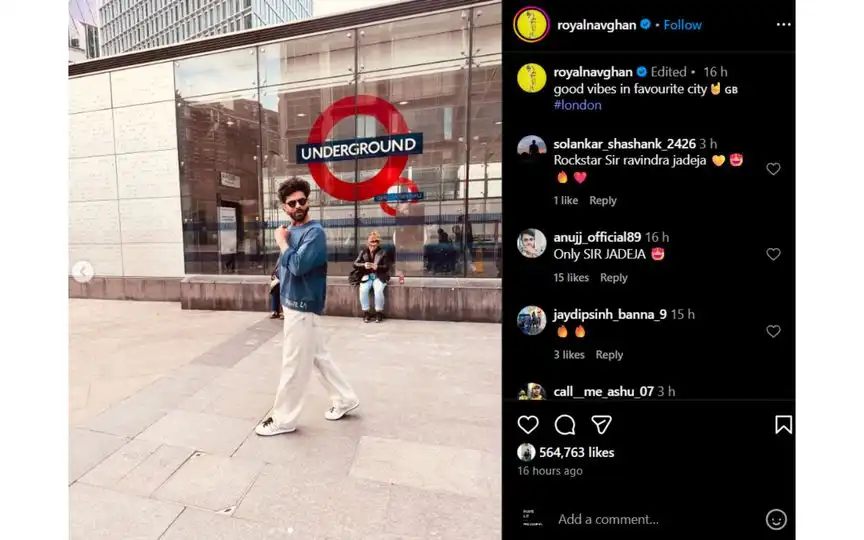 Ravindra Jadeja's post [Source: @royalnavghan/Instagram]