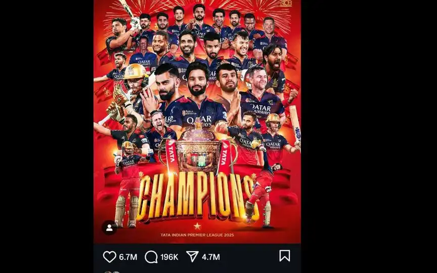 RCB's congratulatory post following IPL win - (Source :@RCBInsta)
