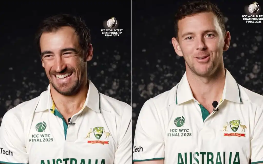 Mitchell Starc Laughs in interview - (source : @ICC/X.com)