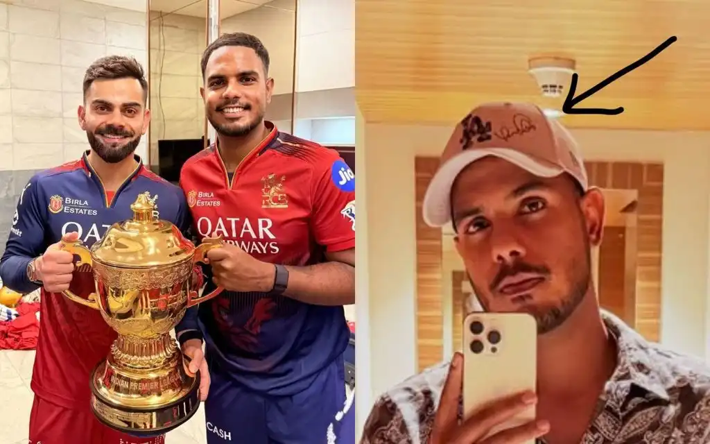 Yash Dayal with special cap featuring Virat Kohli [Source: @mathakedarad, @BluntIndianGal/X.com]