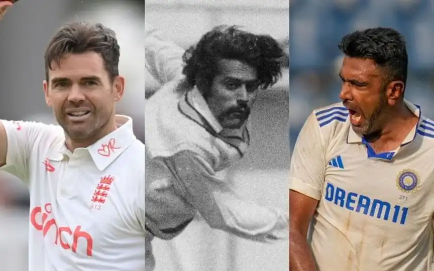 James Anderson, B Chandrasekhar and R Ashwin. [Source - Cricketopia/Criccrazyjohns/x.com]