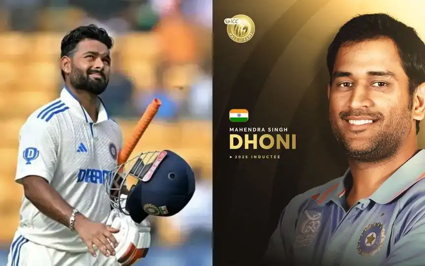 Rishabh Pant and MS Dhoni [Source: @riseup_pant17, @ICC/x.com]