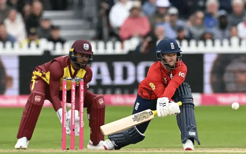 England smashed 248 runs in 3rd T20I vs WI [Source: @TheBarmyArmy/X]