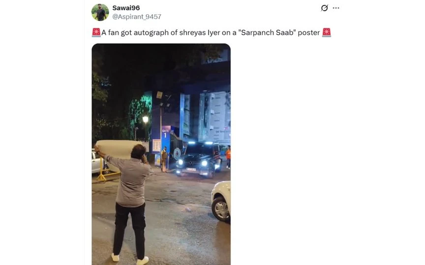 Fan in front of Shreyas Iyer's car [Source: @Aspirant_9457/X.com]