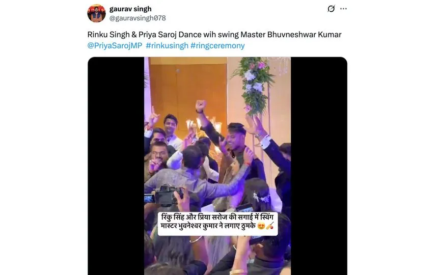 Bhuvneshwar Kumar shows off dance moves [Source: @gauravsingh078/X.com]