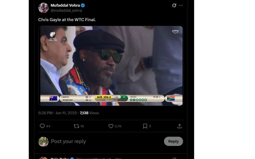 Social Media going crazy over Gayle's presence at The Lord's [Source: x.com]