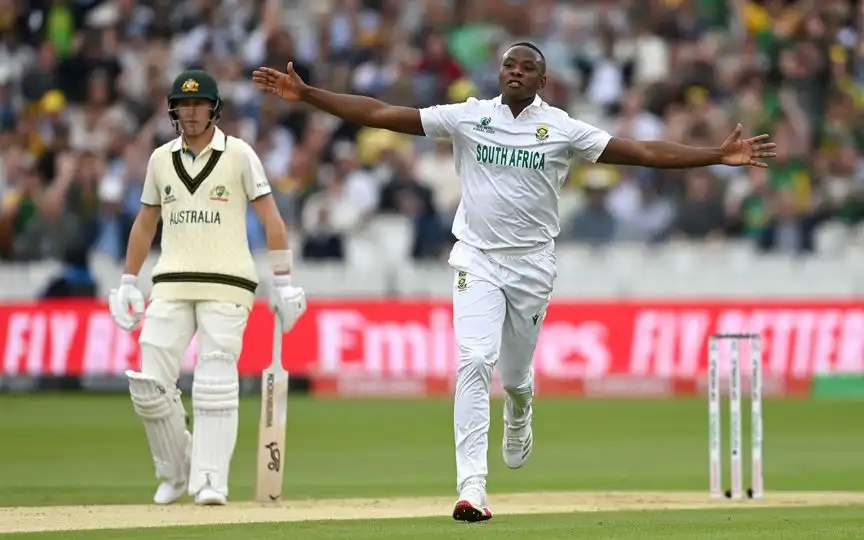Kagiso Rabada celebrating an Australian wicket [Source: @ICC/x]