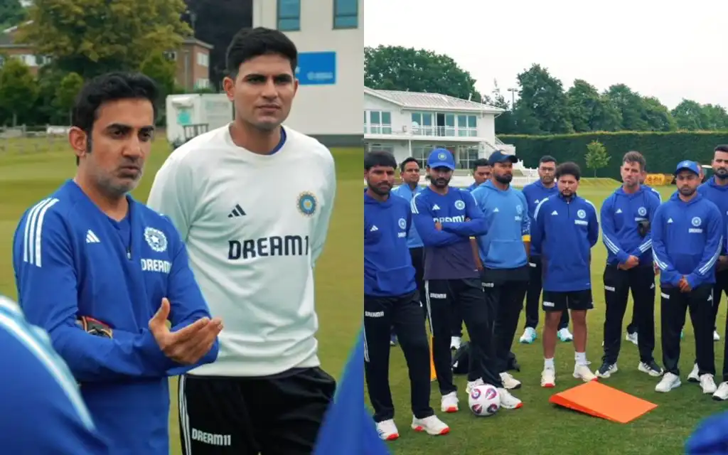 Shubman Gill and Gautam Gambhir addressing team huddle [Source: @indiancricketteam/Instagram]